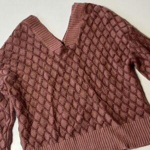 ASM ANNA Cashmere Blend Sweater Size XS Mauve V-neck Soft Knit Long Sleeve Top